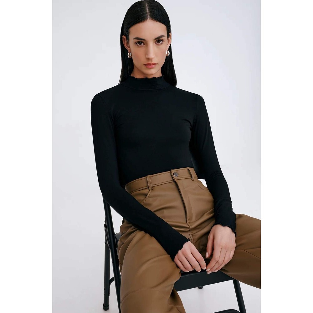 NEW Marcella NYC Forsythe Sustainable European Jersey Turtleneck Black Womens XS